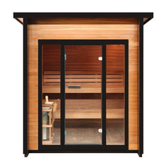 Sunray Cayman 4-Person Outdoor Traditional Sauna Double Bench with 6kW Harvia Heater - 400D7