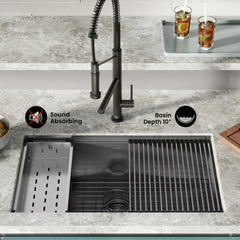 Swiss Madison Tourner 32" x 19" Stainless Steel, Single Basin, Undermount Kitchen Workstation Sink - SM-KU801 - The Home Selection