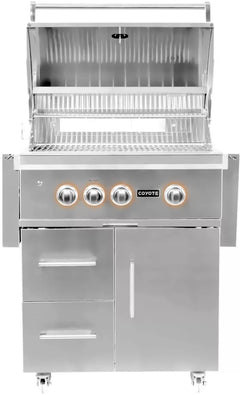 Coyote S-Series 30 Inch Freestanding Grill with 2 Infinity Burners™, RapidSear™ Infrared Burner, 700 sq. in. Cooking Area, Rotisserie, and Smoker Box - C2SL30FS