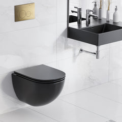 Swiss Madison St. Tropez Wall-Hung Toilet Bundle 0.8/1.6 GPF Dual Flush with Black Flush Plate - SM-WT0802