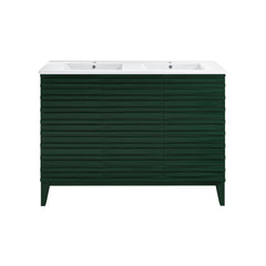Swiss Madison Cascade 48" Freestanding Bathroom Vanity in Green Oak with Double Basin Sink Top - SM-BV557GA-D