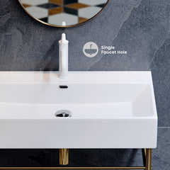 Swiss Madison Claire 30" Ceramic Console Sink White Basin Brushed Gold Legs - SM-CS722BG - The Home Selection