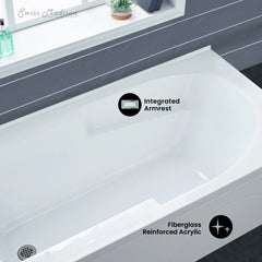 Swiss Madison Ivy 54 x 30 Left Drain Soaking Alcove Corner Apron Bathtub in Glossy White with Integrated Overflow, Drain Included - SM-AB0901GW