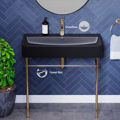 Swiss Madison Carré 36" Console Sink Matte Black Basin w/ Legs - SM-CS7 - The Home Selection