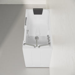Swiss Madison Auvergne 53" x 27" ADA Right Drain Walk-in Soaking Bathtub in Glossy White, Faucet Set, Drain, Grab Bars, Pillow Included - SM-AB6802GW