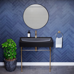 Swiss Madison Carré 36" Console Sink Matte Black Basin w/ Legs - SM-CS7 - The Home Selection