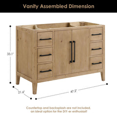 Altair Laurel Bathroom Cabinet Vanity Base in Weathered Fir without Top and Sink, No Mirror
