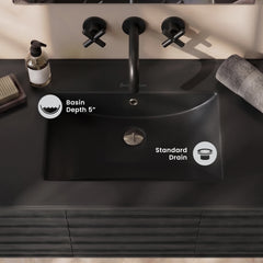 Swiss Madison 48" Zero Hole Vanity Sink Top in Matte Black - SM-VT0022MB