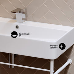 Swiss Madison Carré 36" Ceramic Console Sink White Basin Matte White Legs - SM-CS743 - The Home Selection