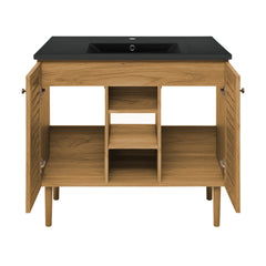 Swiss Madison Bron 36" Freestanding Bathroom Vanity in Golden Oak with Black Sink Top - SM-BV374MB