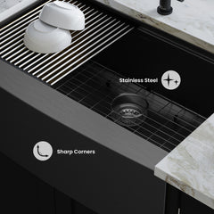 Swiss Madison Tourner 33" x 22" Stainless Steel, Single Basin, Farmhouse Kitchen Workstation Sink with Apron - SM-KS28 - The Home Selection