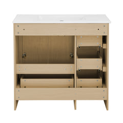 Swiss Madison Virage 36 in. Brown Oak Bathroom Vanity With Black Ceramic Sink Top - SM-BV750K - The Home Selection
