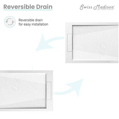 Swiss Madison Terre C Series 60" x 32" Reversible Drain Shower Base - SM-SB556