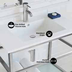 Swiss Madison Pierre 30 Single, Open Shelf, Metal Frame Bathroom Vanity - SM-BV556 - The Home Selection