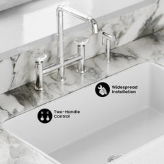 Swiss Madison Avallon Pro Widespread Kitchen Faucet with Side Sprayer SM-KF79 - The Home Selection