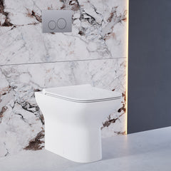 Swiss Madison Carre Wall-Hung Toilet Bundle 0.8/1.6 GPF Dual Flush in Glossy White - The Home Selection