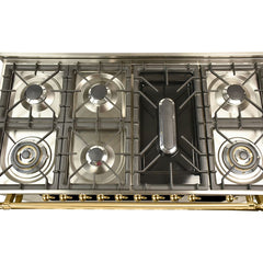 Hallman 48 in. Double Oven Duel Fuel Italian Range, Brass Trim HDFR48BS
