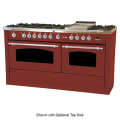 Hallman 60 in. Double Oven Duel Fuel Italian Range, Chrome Trim HDFR60CM