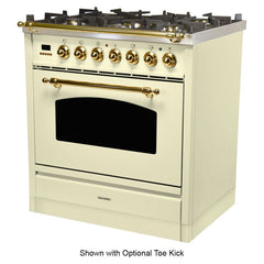 Hallman 30 in. Single Oven Duel Fuel Italian Range, LP Gas, Brass Trim HDFR30BSLP