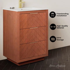 Swiss Madison Daxton 24" Bathroom Vanity in Walnut - ﻿﻿SM-BV372WN - The Home Selection