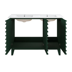 Swiss Madison Cascade 48" Freestanding Bathroom Vanity in Green Oak with Double Basin Sink Top - SM-BV557GA-D