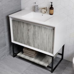 Swiss Madison Marseille 36" Bathroom Vanity in Oak - SM-BV143 - The Home Selection