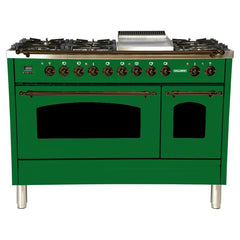 Hallman 48 in. Double Oven Duel Fuel Italian Range, Bronze Trim HDFR48BZ