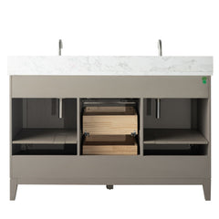 Vanity Art 54-Inch Bathroom Vanity: Double Sink, Ceramic Top, Soft-Closing Doors & Drawers, Solid Wood Frame - CVH54D