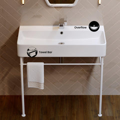 Swiss Madison Carré 36" Ceramic Console Sink White Basin Matte White Legs - SM-CS743 - The Home Selection