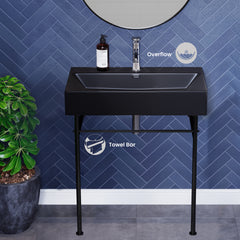Swiss Madison Claire 30" Console Sink Matte Black Basin w/ Legs - SM-CS7