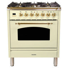 Hallman 30 in. Single Oven Duel Fuel Italian Range, LP Gas, Brass Trim HDFR30BSLP