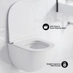 Swiss Madison St. Tropez Wall-Hung Toilet Bundle 0.8/1.6 GPF Dual Flush with Black Flush Plate - SM-WT0802