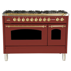 Hallman 48 in. Double Oven Duel Fuel Italian Range, LP Gas, Brass Trim HDFR48BSLP