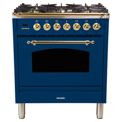 Hallman 30 in. Single Oven All Gas Italian Range, Brass Trim HGR30BS