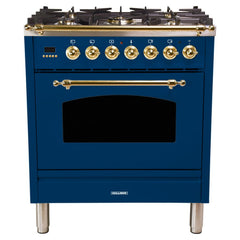 Hallman 30 in. Single Oven Duel Fuel Italian Range, LP Gas, Brass Trim HDFR30BSLP