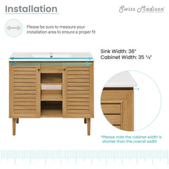 Swiss Madison Bron 36" Freestanding Bathroom Vanity in Golden Oak with Sink Top - SM-BV374