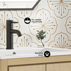 Swiss Madison Virage 24 in. Brown Oak Bathroom Vanity With Ceramic Sink Top - SM-BV730LK - The Home Selection