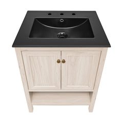 Swiss Madison Chateau 24" Freestanding Bathroom Vanity with Black 3-Hole Widespread Sink Top - SM-BV0601