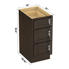 Vanity Art 15-Inch 3-Drawers Bath Vanity Cabinet Only - VA4024