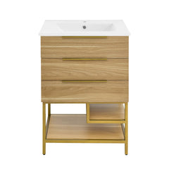 Swiss Madison Carre 24" Freestanding Bathroom Vanity in Golden Oak with Sink Top - SM-BV380