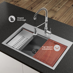 Swiss Madison Ravi Single Basin 33 x 22 Topmount Kitchen Workstation Sink - SM-KT777 - The Home Selection