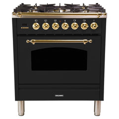 Hallman 30 in. Single Oven Duel Fuel Italian Range, Brass Trim HDFR30BS