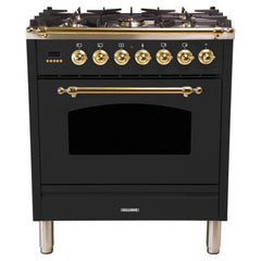 Hallman 30 in. Single Oven All Gas Italian Range, Brass Trim HGR30BS