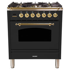 Hallman 30 in. Single Oven Duel Fuel Italian Range, Brass Trim HDFR30BS