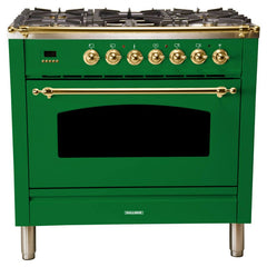 Hallman 36 in. Single Oven All Gas Italian Range, LP Gas, Brass Trim HGR36BSLP