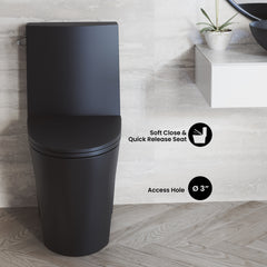 Swiss Madison St. Tropez One-Piece Elongated Toilet Vortex™ Side Flush 1.28 gpf in Matte Black - SM-1T253MB