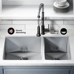 Swiss Madison Rivage 33" x 20" Dual Basin, Undermount Kitchen Sink - SM-KU725