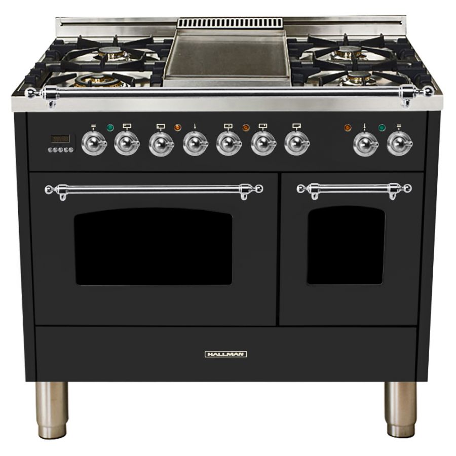 Hallman 40 Double Oven Duel Fuel Italian Range, Chrome Trim