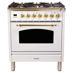 Hallman 30 in. Single Oven All Gas Italian Range, Brass Trim HGR30BS