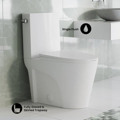 Swiss Madison St. Tropez Two-Piece 12" Rough-in 1.28 GPF Left Flush Toilet in Glossy White - SM-2T0801GW